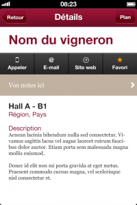 Fiche exposants application mobile vignerons indépendants