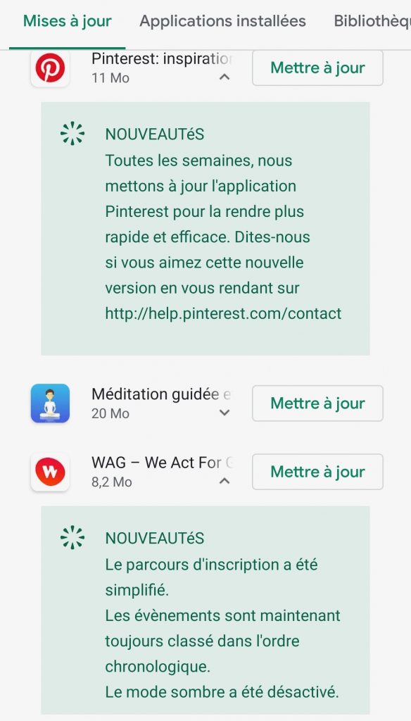 Copie d'écran de mise à jour d'app 2